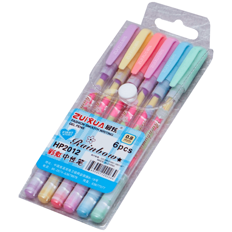 Pix cu gel multicolor cu capac 0.8 mm Curcubeu 6 buc
